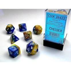Chessex Polyhedral 7-Die Set Gemini Blue-Gold/White
