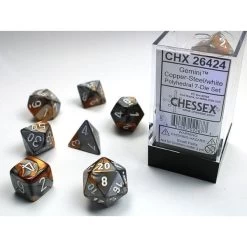 Chessex Polyhedral 7-Die Set Gemini Copper-Steel/White