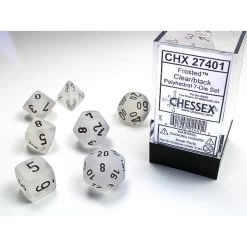 Chessex Polyhedral 7-Die Set Frosted Clear Black