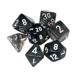Dice - Chessex Translucent Polyhedral Smoke/White (7 Dice In Display)