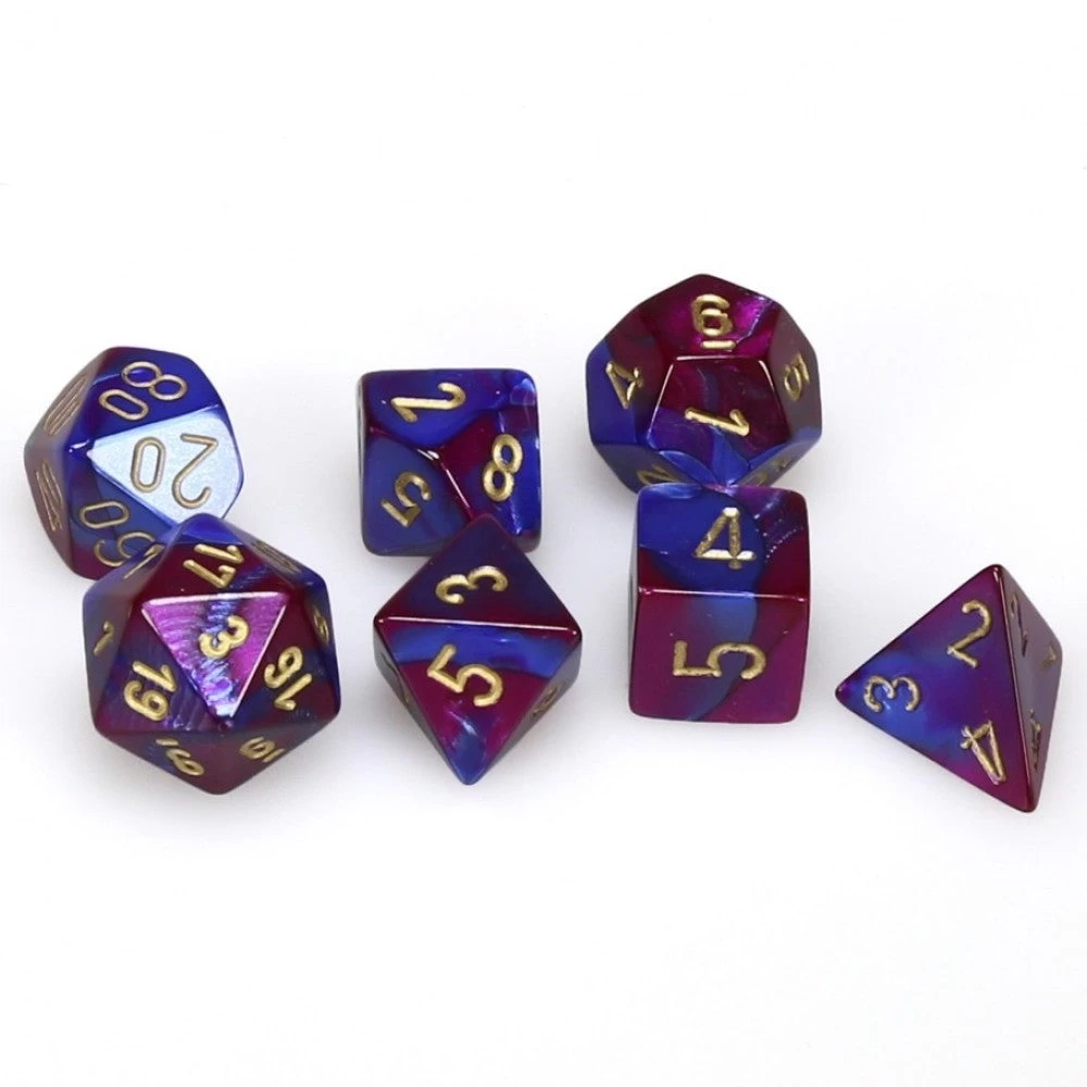 Dice - Chessex Gemini Blue-Purple W/Gold 3 Dice - Chessex Gemini Blue-Purple W/Gold