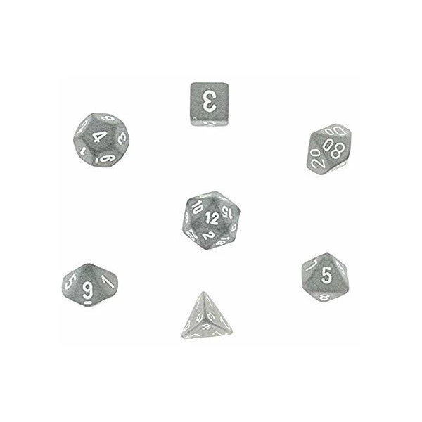 Dice - Chessex Frosted Frosted Polyhedral Smoke/white 7-Die Set 3 Dice - Chessex Frosted Frosted Polyhedral Smoke/white 7-Die Set