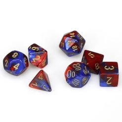 Dice - Chessex Gemini Blue-Red W/Gold 7 Die Set