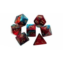 Dice - Chessex Gemini Red Teal With Gold 7 Die Set