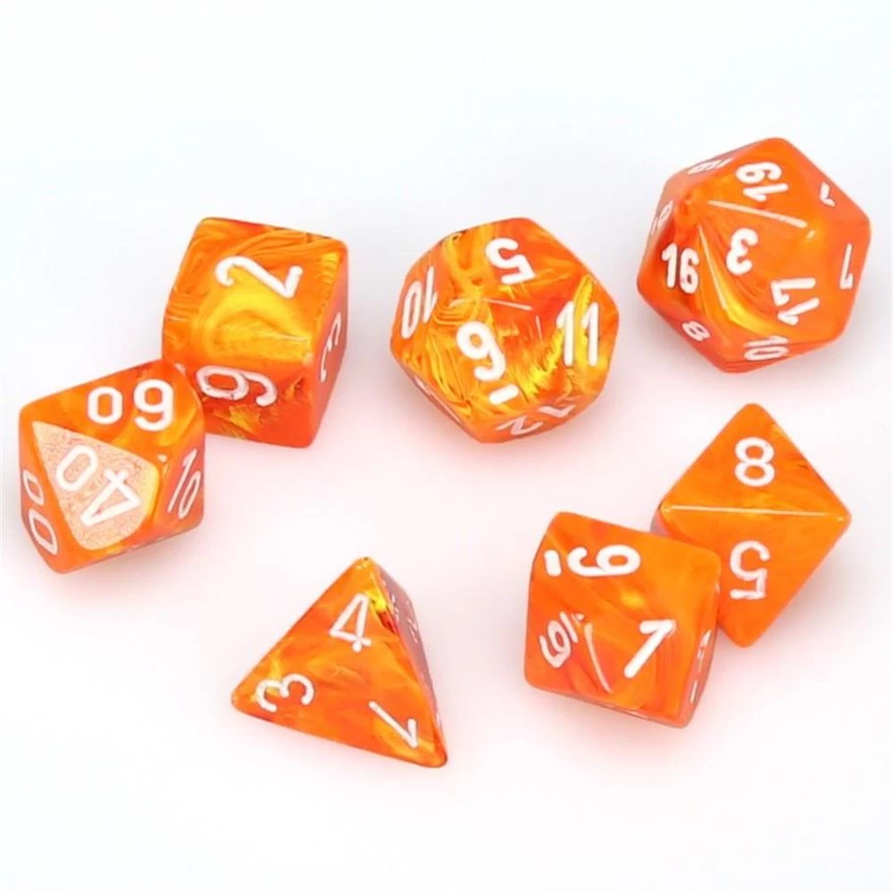 Dice - Chessex Vortex Polyhedral Solar/White (7 Dice In Display) 3 Dice - Chessex Vortex Polyhedral Solar/White (7 Dice In Display)