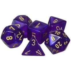 Dice - Chessex Borealis Polyhedral Royal Purple/Gold (7 Dice In Display)