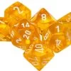 Dice - Chessex Translucent Polyhedral Yellow/White (7 Dice In Display)