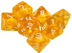Dice - Chessex Translucent Polyhedral Yellow/White (7 Dice In Display)