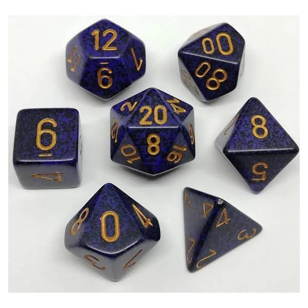 D7-Die Set Dice Speckled Polyhedral Golden Cobalt (7 Dice In Display) 3 D7-Die Set Dice Speckled Polyhedral Golden Cobalt (7 Dice In Display)