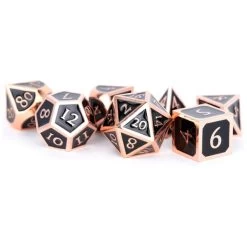 MDG Metal Polyhedral Dice Set - Antique Copper/Black Enamel