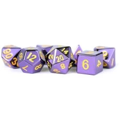 MDG Metal Polyhedral Dice Set - Purple Painted